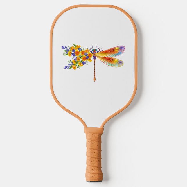 Palas De Pickleball Libélula de flor amarilla (Anverso)