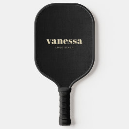 Palas De Pickleball Lienzo Negro Minimalista Nombre Clásico Moderno