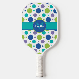 Palas De Pickleball Lime de punto de polka personalizada, púrpura, Ver