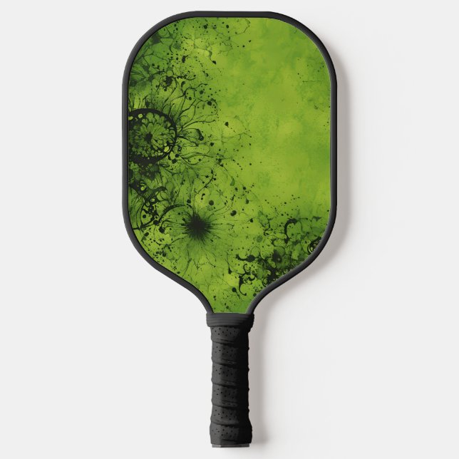 Palas De Pickleball Lime Green Grunge with Black Accents (Anverso)