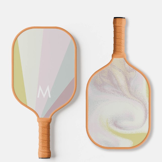 Palas De Pickleball Lime Verde azulado Sorbet Monograma moderno person (personalized pickleball paddle monogram lime green mauve purple custom sports gift for her)