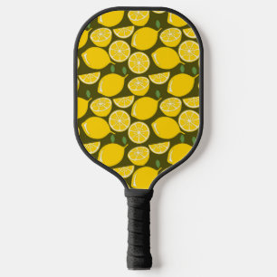 Palas De Pickleball Limones Amarillos y Patrón Verde Oliva: Citrus Mod