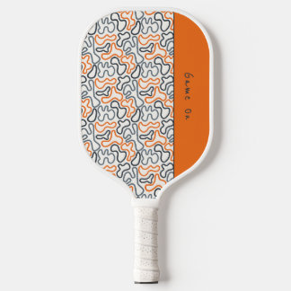 Palas De Pickleball Línea Orgánica Abstracta Blanca Naranja Pasión