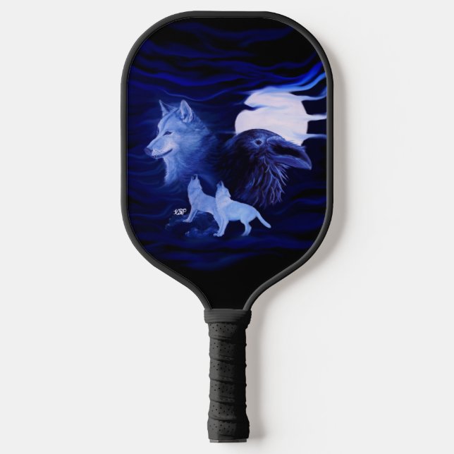 Palas De Pickleball Lobos y Raven con luna llena (Anverso)