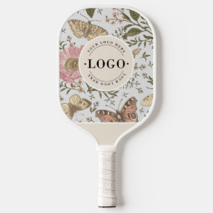 Palas De Pickleball Logotipo de Monograma Botánico Floral de Flor Silv