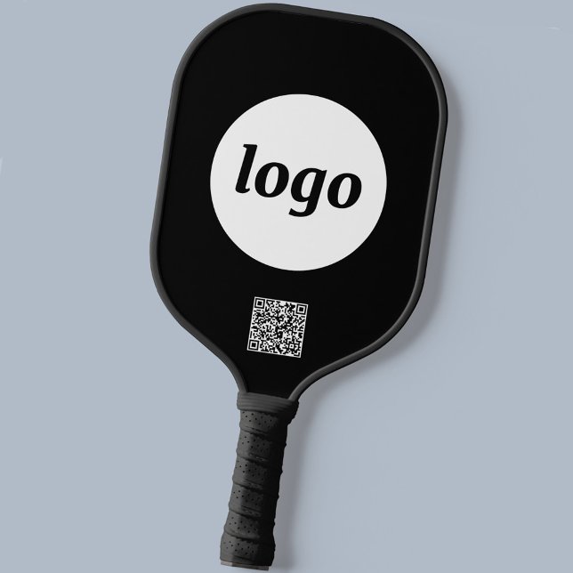 Palas De Pickleball Logotipo simple Código QR Negra (Logo and QR code business promotional pickleball paddle)