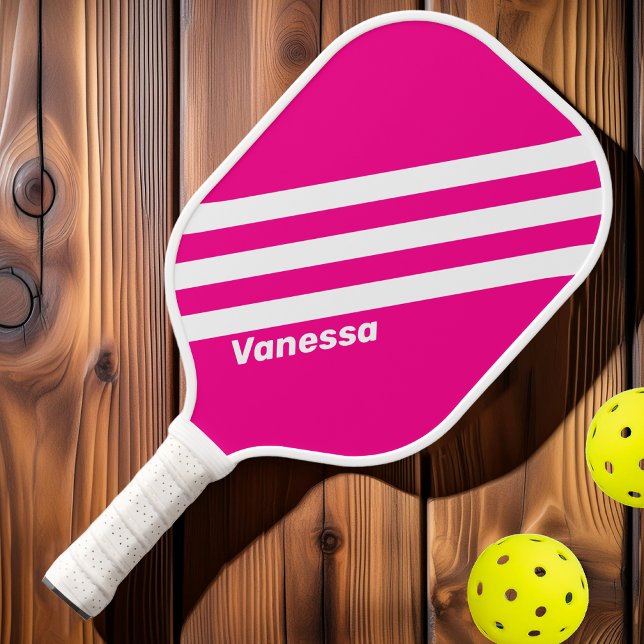 Palas De Pickleball Lollipop rosa retro tres bandas con nombre (Subido por el creador)