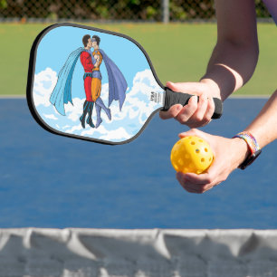 Palas De Pickleball Los dos superhéroes de Slipperyjoe besándose perso