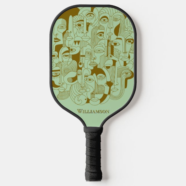 Palas De Pickleball Los rostros marrones en verde menta (Anverso)