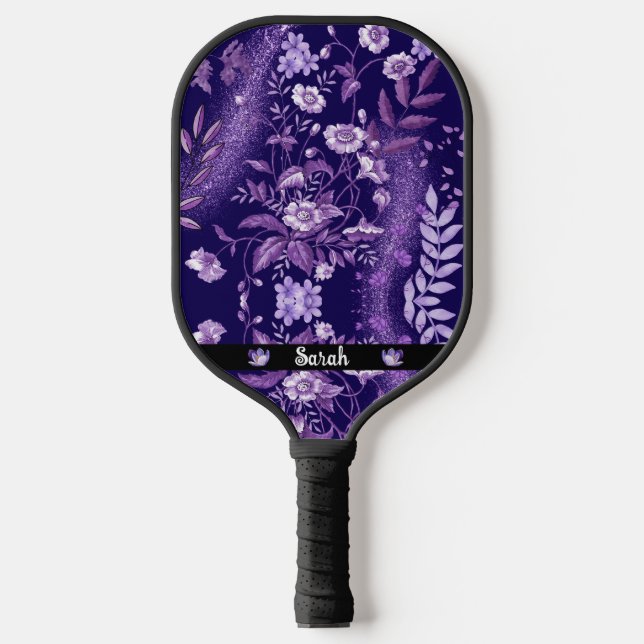 Palas De Pickleball Lote personalizado de flores moradas (Anverso)