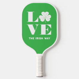 Palas De Pickleball Love Shamrock Clover Irlanda Personalizado blanco 