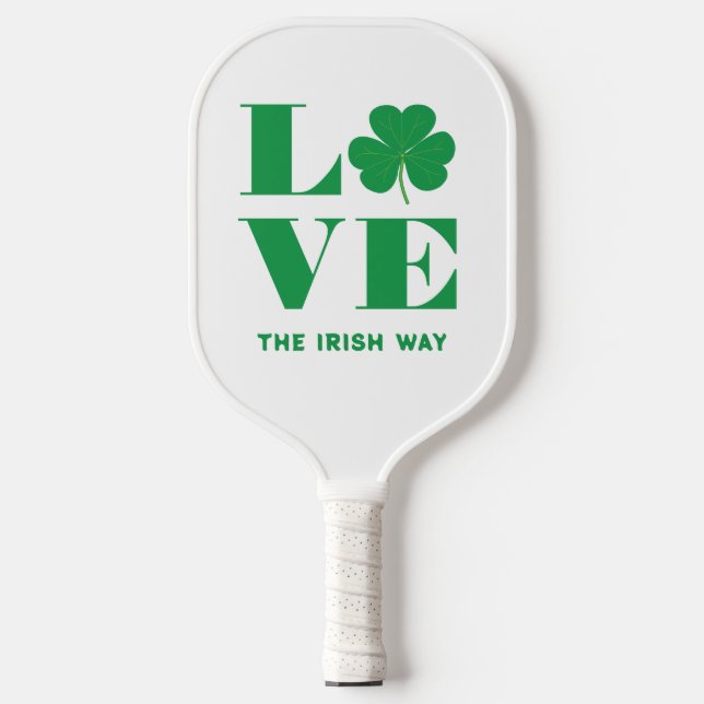 Palas De Pickleball Love Shamrock Clover Personalizado irlandés Textos (Anverso)
