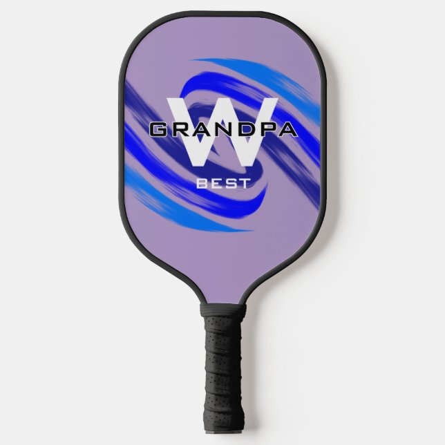 Palas De Pickleball Lt Purple Best Grandpa con iniciales monogramadas (Anverso)