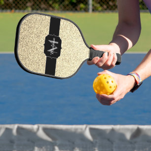 Palas De Pickleball Luces de oro suaves purpurinas chispas Monograma