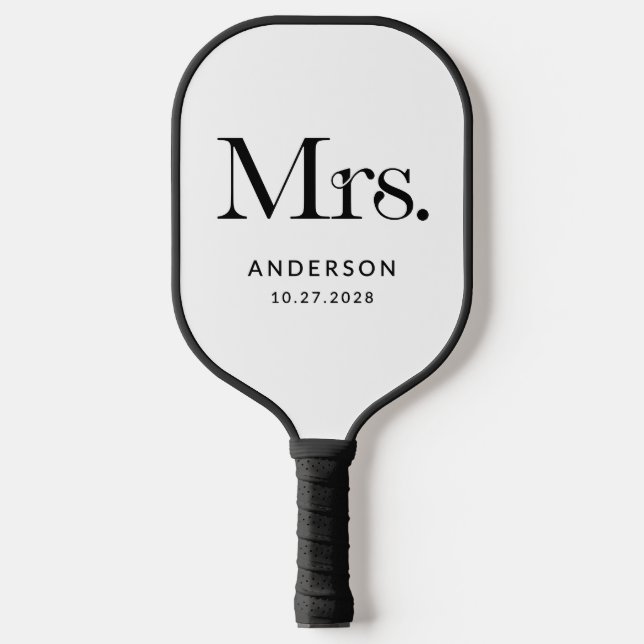 Palas De Pickleball Lujoso Elegance Black and White Mrs. | Boda (Anverso)