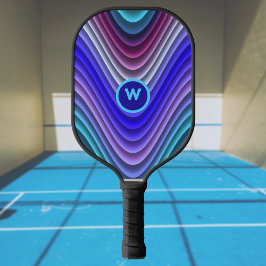 Palas De Pickleball Luminoso Magenta Azul Morado Monograma Swirls