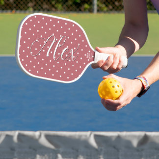 Palas De Pickleball Lunares diminutos de color rosa y blanco