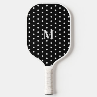 Palas De Pickleball Lunares en negro y blanco con monograma 