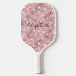 Palas De Pickleball Luz de neón rosa Monograma Brillo Glamour