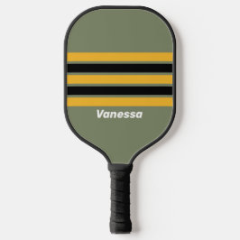 Palas De Pickleball Luz Nocturna de Oliva a través de Rayas con Nombre