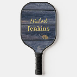 Palas De Pickleball Madera Azul Rústica | Monograma Moderno