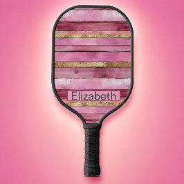 Palas De Pickleball Madera Falsa Rústica Rosa y Dorada Personalizada