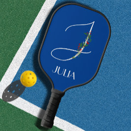 Palas De Pickleball Maestro de flores de acuarela con monograma J inic
