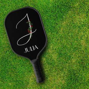 Palas De Pickleball Maestro de flores de acuarela con monograma J inic