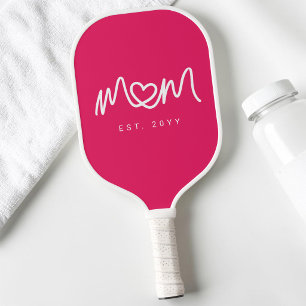 Palas De Pickleball Mamá Establecida Escritura Corazón Rosa Simple