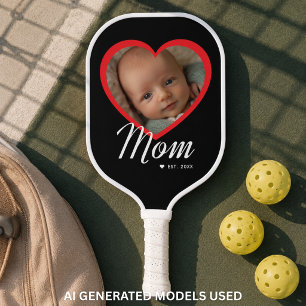 Palas De Pickleball Mamá Estableció Corazón Rojo Foto Negra