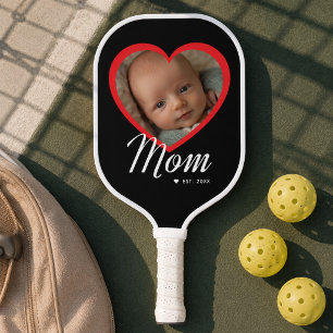 Palas De Pickleball Mamá Estableció Corazón Rojo Foto Negra