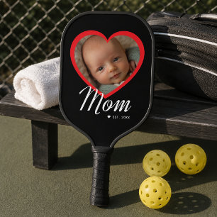 Palas De Pickleball Mamá Estableció Corazón Rojo Foto Negra
