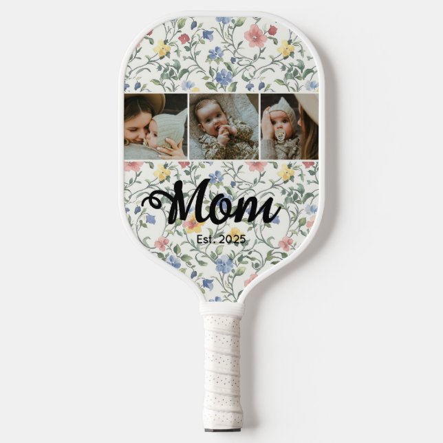 Palas De Pickleball Mamá Estableció Moderno Script Floral 3 Foto (Anverso)