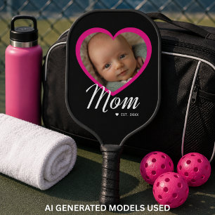 Palas De Pickleball Mamá Estableció Tinta Rosa Corazón Foto Paddle Neg
