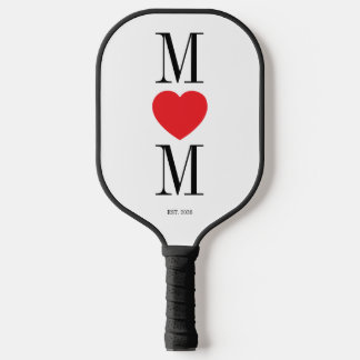 Palas De Pickleball Mamá minimalista con corazón rojo