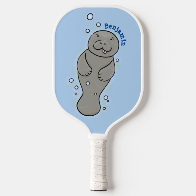 Palas De Pickleball Manatí de bebé con ilustracion de burbujas (Anverso)