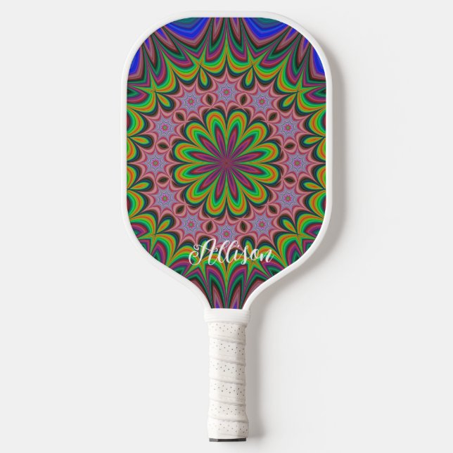 Palas De Pickleball Mandala Geométrica Rosette Retro Hippie (Anverso)