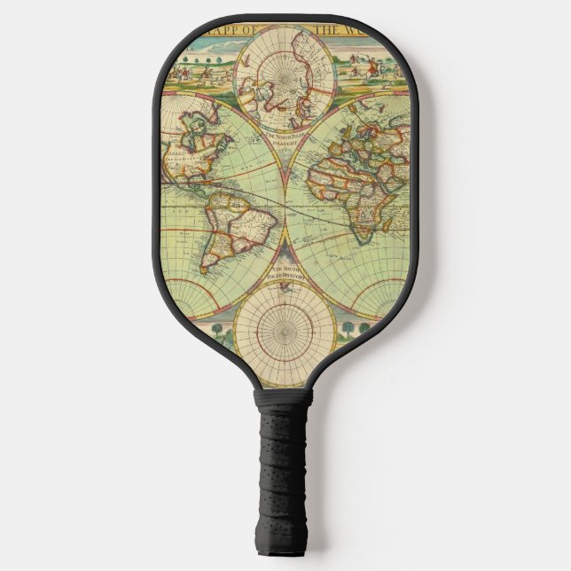 Palas De Pickleball Mapa Antiguo del Mundo #4 (Reverso )