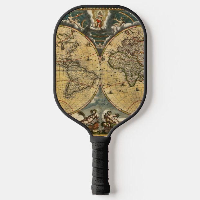 Palas De Pickleball Mapa Antiguo del Mundo Deteriorado #2 (Anverso)