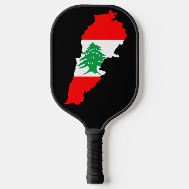 Palas De Pickleball Mapa de Líbano con Bandera (Anverso)