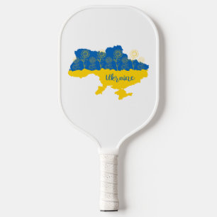 Palas De Pickleball Mapa de Ucrania con girasol y bandera ucraniana