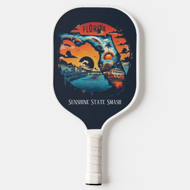 Palas De Pickleball Mapa de viajes retro del estado de Florida (Reverso )