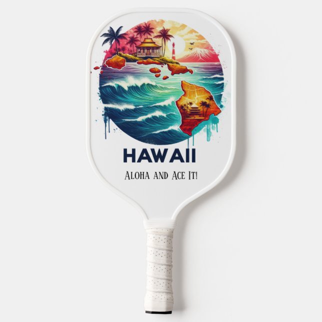 Palas De Pickleball Mapa de viajes retro del estado de Hawaii (Reverso )