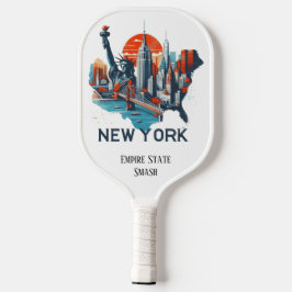Palas De Pickleball Mapa de viajes retro del estado de Nueva York