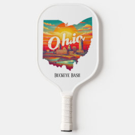 Palas De Pickleball Mapa de viajes retro del estado de Ohio