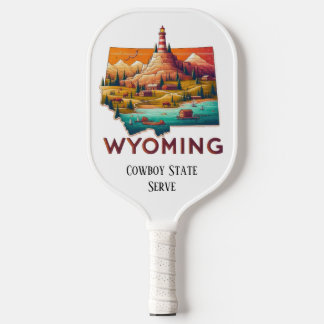 Palas De Pickleball Mapa de viajes retro del estado de Wyoming