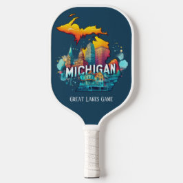 Palas De Pickleball Mapa de viajes retro estado de Michigan