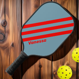 Palas De Pickleball Mar Rojo Retro con tres bandas con nombre