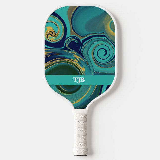 Palas De Pickleball Marbleized Navy Green Gold Pickleball Paddle (Anverso)