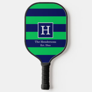 Palas De Pickleball Marco de franja de BG hecho a mano Monograma Azul 